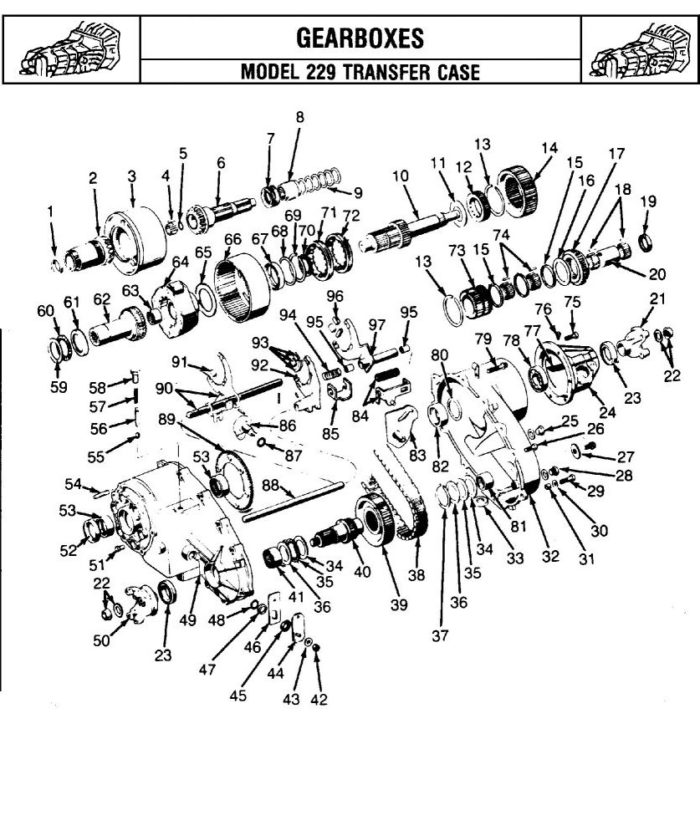Model 229 transfer case exploded view