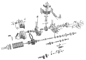 motorcycle engine exploded view – brand and type unknown